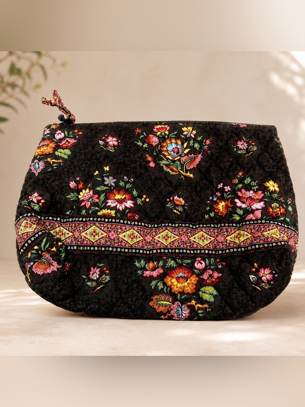Vera Bradley Chocolat Cosmetic Bag NWT Retired Fall 2003 Quilted Floral Pouch
